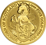 Pièce Queen's Beasts Or 1/4 Once 2018 Licorne d'Ecosse
