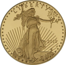 Pièce 50 Dollars Or American Eagle 1 Once 2010 BE