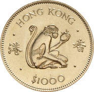 1 000 $ Hong Kong 1980 Année du Singe