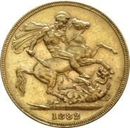 Souverain en or de 1882 - Victoria tête jeune - S