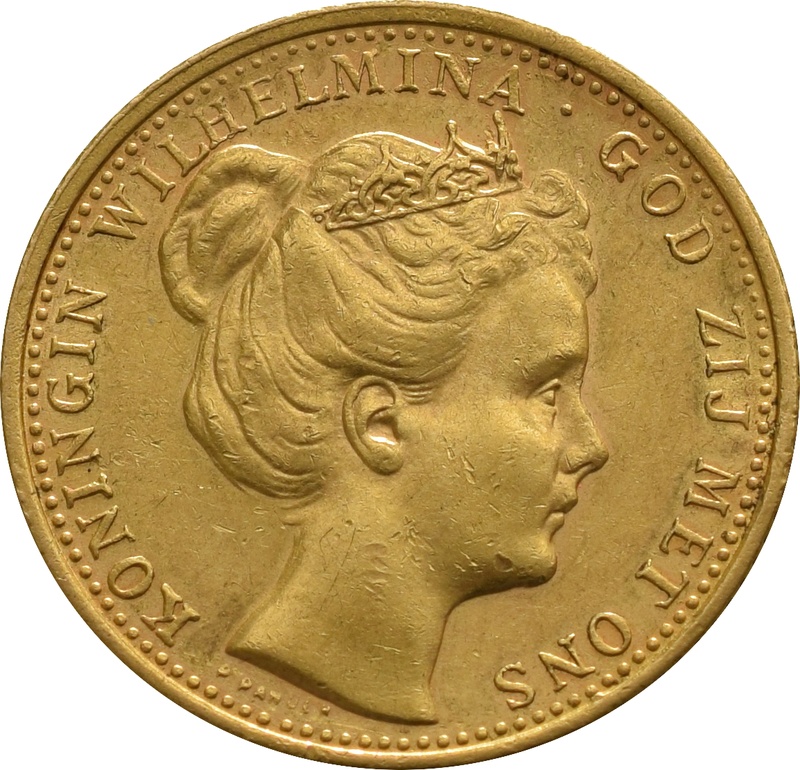 10 Guilders Netherlands Wilhelmina Coronet head 1898