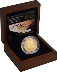 Pièce Double Souverain Or 2008 Le Transfert du Drapeau Olympique de Pékin à Londres en Boîte