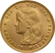 Pièce 10 Florins Or Néerlandais Wilhelmine Jeune 1897