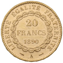 20 Francs Or Génie 3ème République 1890 A