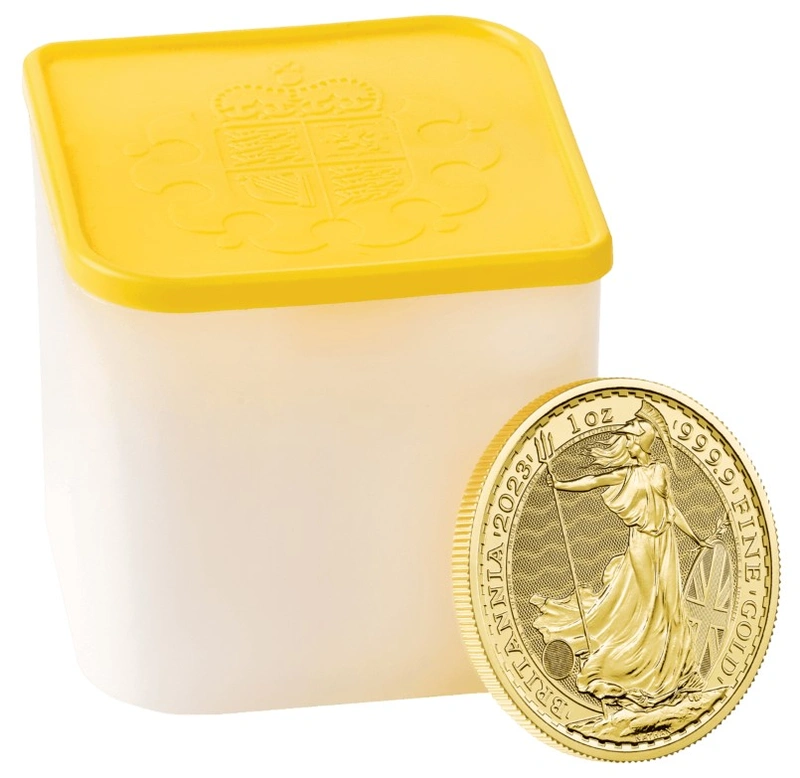 Tube of 10 2023 King Charles III Britannia One Ounce Gold Coins