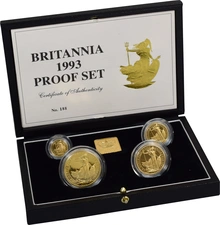 4 Pièces Britannia Or 1993 BE en Boîte