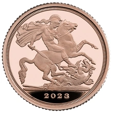 Pièce Quart Souverain Or 2023 Charles III Couronnement BE en Boîte