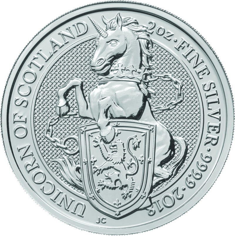 Royal Mint Queen's Beasts Argent 2 Onces 2018 Licorne d'Ecosse