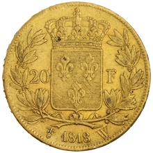 20 Francs en or - Louis XVIII Tête Nue 1818 W