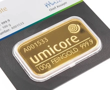 Lingot d'Or 100g Umicore
