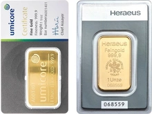 Lingot d'Or 1 Once Notre Choix Neuf