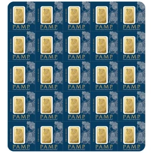 25 x 1g Lingot d'Or PAMP Lady Fortuna Multigram Minted