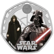 Pièce 50 Pence Star Wars Argent 2023 Dark Vador et l'Empereur Palpatine BE en Boîte