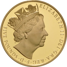 Pièce 5 Livres Couronne Or 2015 Le Monarque Régnant le Plus Longtemps BE en Boîte