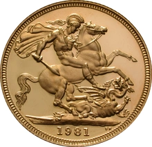 Pièce Souverain Or 1981 Elisabeth II Tête Décimale