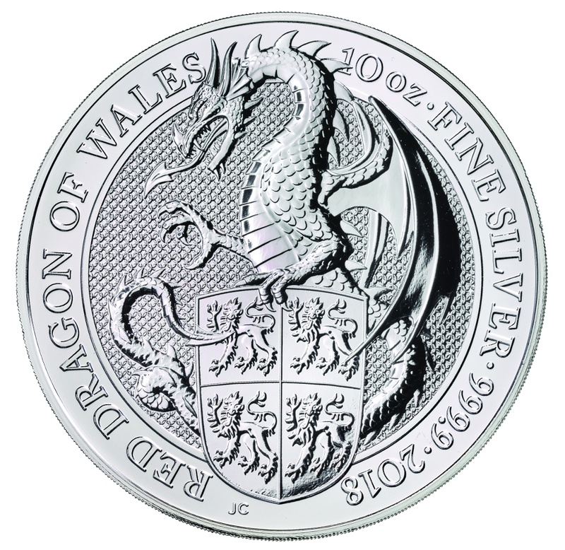 Royal Mint Queen's Beasts Argent 10 Onces 2017 le Dragon Rouge