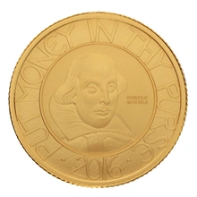Pièce 25 Livres Or 1/4 Once 2016 William Shakespeare BE en Boîte