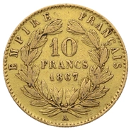 Pièce 10 Francs Or 1867 Napoléon III A
