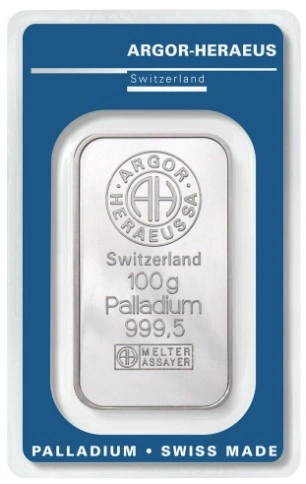 Lingot de Palladium 100g Argor-Heraeus