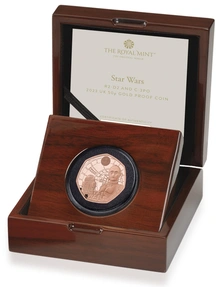 Pièce 50 Pence Or 2023 Star Wars R2-D2 et C-3PO BE en Boîte