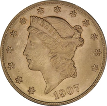 Pièce d'or de 20 $ Double Eagle Liberty Head de 1907, Denver NGC MS64