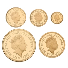 5 Pièces Souverains Or 2020 Elisabeth II 5ème Tête en Boîte