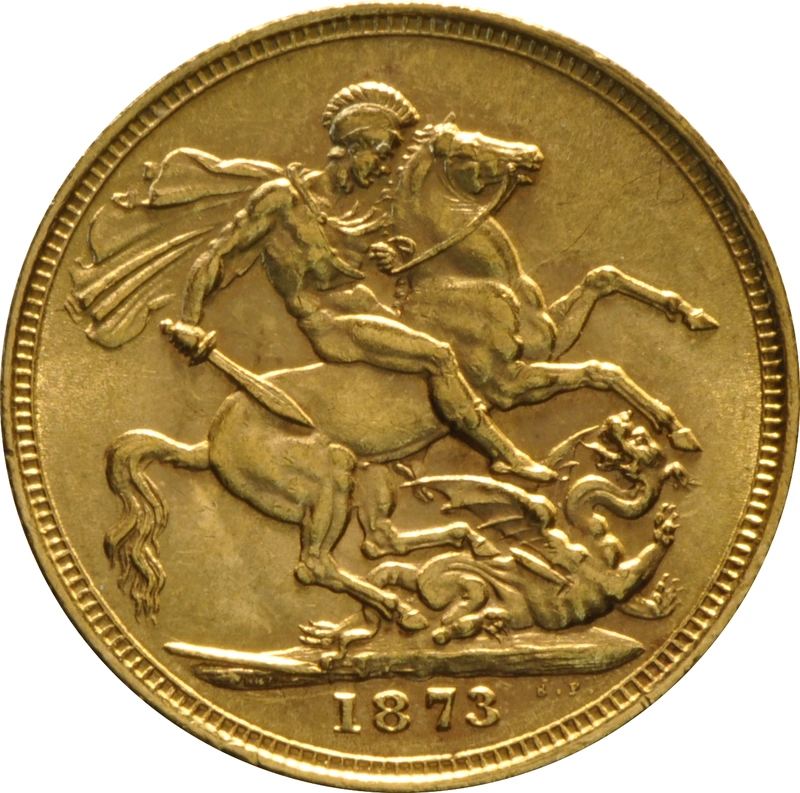1873 Gold Sovereign Coin Queen Victoria Young Head Melbourne