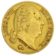 Pièce 20 Francs Or Louis XVIII Tête Nue 1819 A