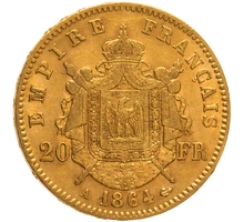 20 Francs Or Napoléon III Tête Laurée 1864 A