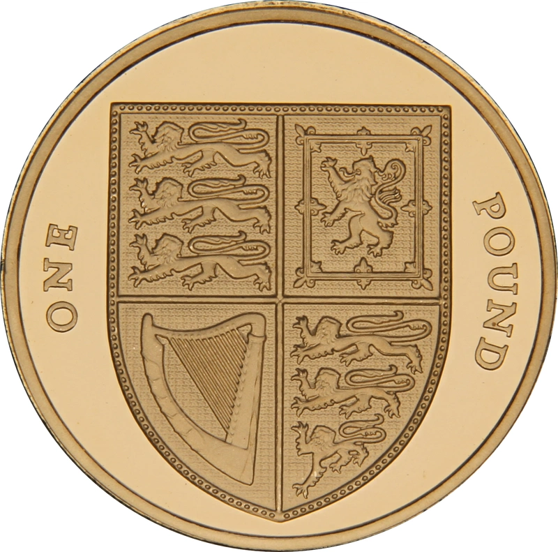 Pièce 1 Livre Or Bouclier d'Armes 2015 Quatrième Portrait