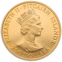Pièce 250 Dollars Or Îles Pitcairn 1990 Bicentenaire de la Première Colonie en Boîte