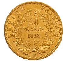 20 Francs Or Napoléon III Tête Nue 1858 BB