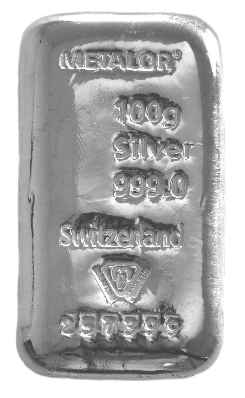 Lingot d'Argent 100g Metalor