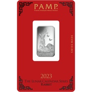 Collection Perth Mint Lunar lingot PAMP frappé en argent de 10 grammes - 2023 Année du Lapin