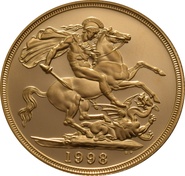 Pièce d'or de 2 livres sterling de 1998 (double souverain)