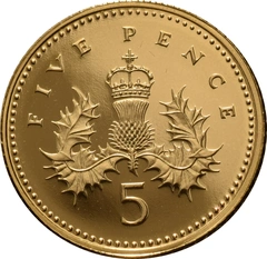 Pièce 5 Pence Or 2008 Chardon Couronné BE