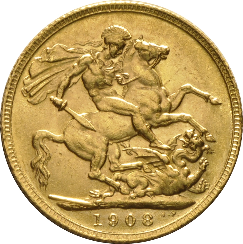 Pièce Souverain Or 1908 Édouard VII Londres