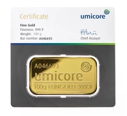 Lingot d'Or 100g Umicore