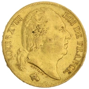 Pièce 20 Francs Or Louis XVIII Tête Nue 1818 W