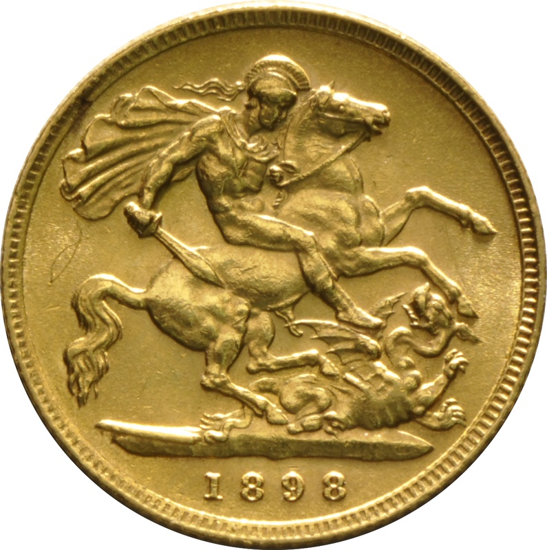 1898 Gold Half Sovereign - Victoria Old Head - London