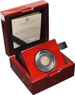 Pièce commémorative du quart-souverain de la reine Elizabeth II 2022 en or dans une boîte