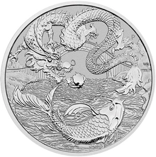 Pièce d'argent Mythes et légendes des dragons et des carpes koï 2023 de 1 once