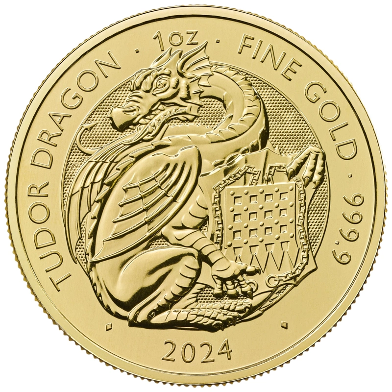 Pièce Tudor Beasts Or 1 Once 2024 Dragon des Tudor