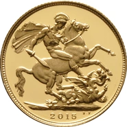Pièce Souverain Or 2015 Elisabeth II 5ème Tête BE