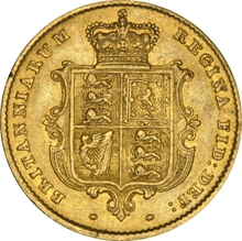Pièce Demi Souverain Or 1858 Victoria Tête Jeune Revers Armoiries Londres NGC AU53