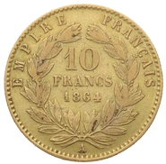 10 Francs Napoléon III Or Tête Laurée (1862 à 1868)