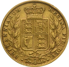 Pièce Souverain Or Victoria Tête Jeune et Écusson 1872 (M)