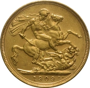 Pièce Souverain Or 1909 Édouard VII S