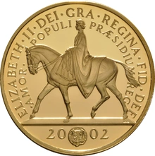 Pièce Quintuple Souverain Or 2002 £5 Jubilé d'Or en Boîte