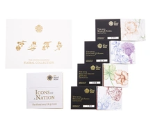 4 Pièces Royal Mint 1 Livre Or 2013 Collection Florale BE en Boîte